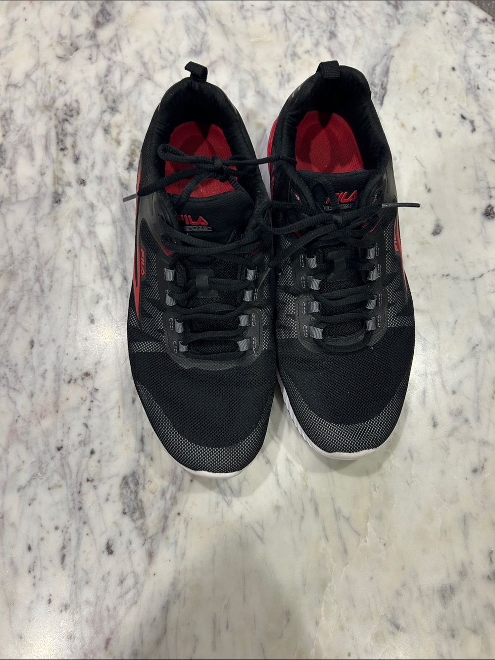 FILA Black and Red Mesh Lace-Up Sneakers - EUC!